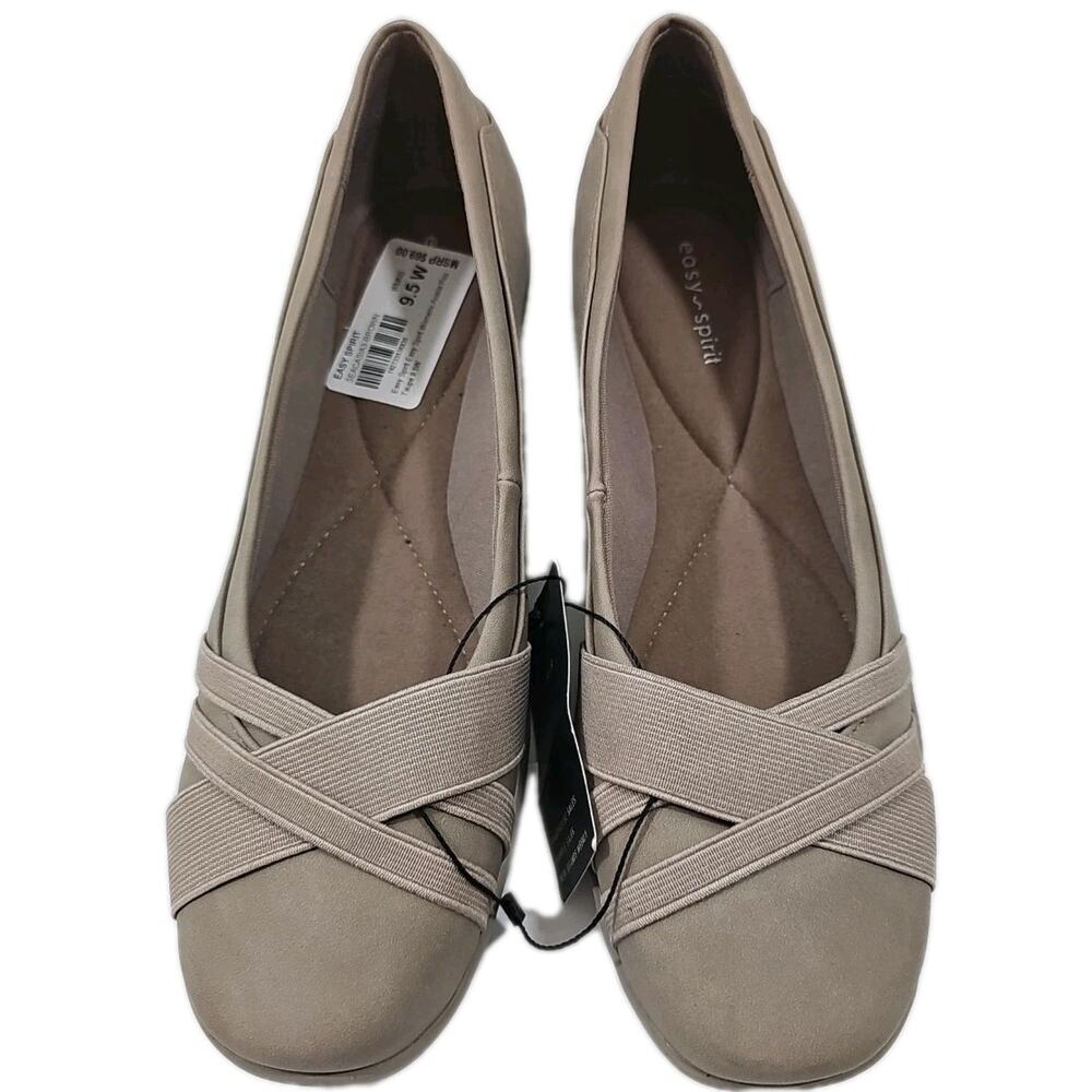 Easy Spirit ~Woman 9.5W~ Brown Acasia Round Toe Slip-on Casual Flats Taupe NWOB.